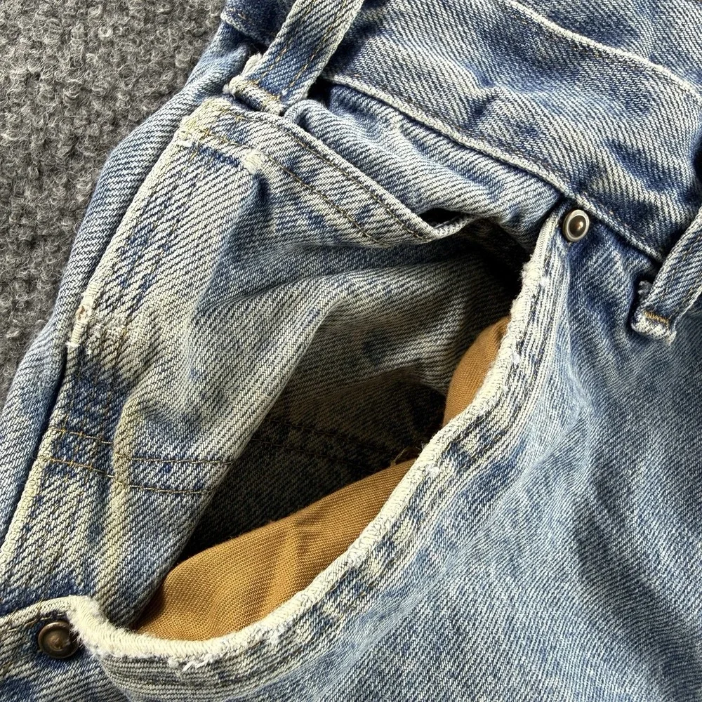 Vintage Faded Carhartt B73 DST Double Knee Dungaree Denim Jeans Men's 38x30 Y2K